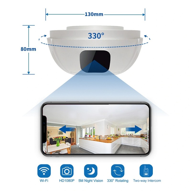 Rookmelder WIFI camera lange autonomie 330° draaibaar
