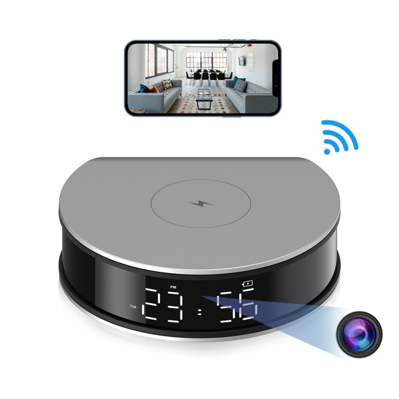 Full HD WiFi camera in wekker met draadloos opladen