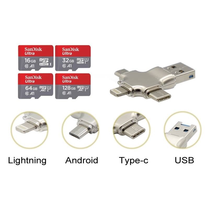 Micro SD-kaartlezer compatibel met iPhone en Android